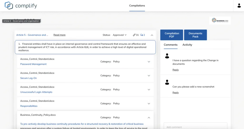 Compliance Management Software | ISO 27001, NIST, DORA & PCI DSS | Complify Audit